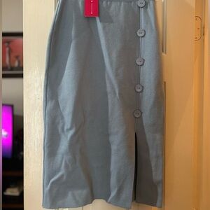 Fitted blue midi skirt